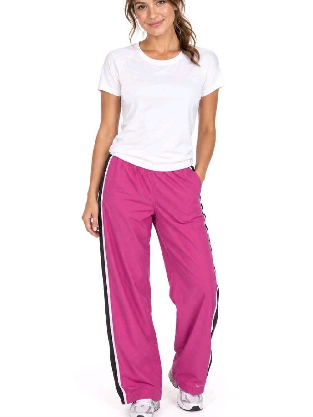 Vintage Y2K Pink Nike Lined Warm Up Track Pants Size Large